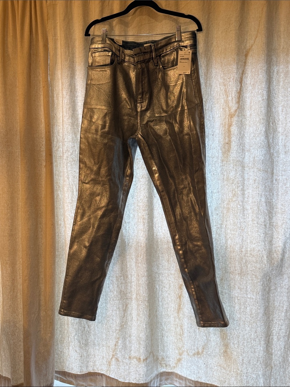 Good American Metallic High-Rise Jeans